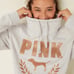 Vs Victorias Secret Pink Campus Cowl Neck Sweater Jacket Top Grey Rose Gold XXL