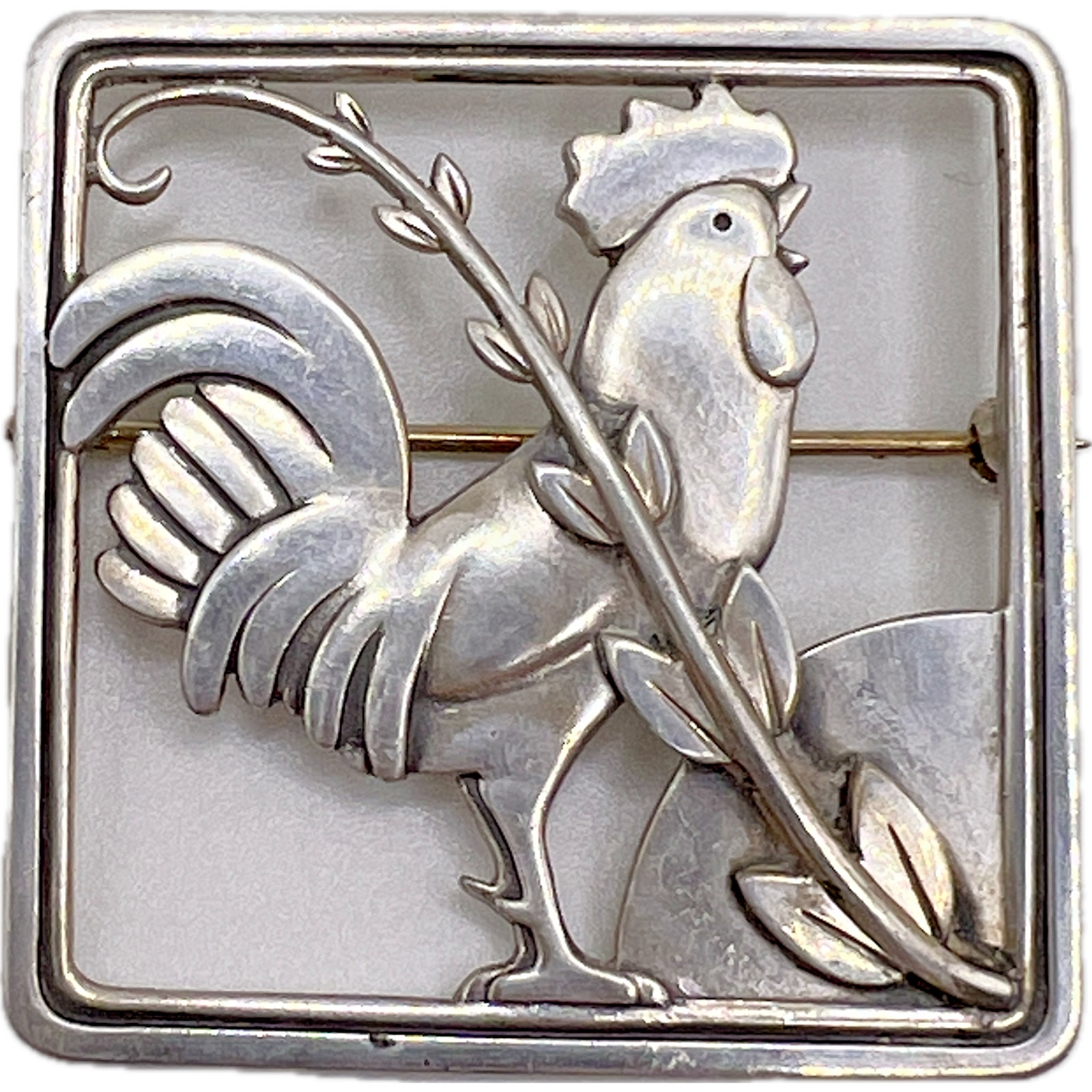 Rare Georg JENSEN Sterling Silver ROOSTER BROOCH Pin #276 Chicken Bird Jewelry