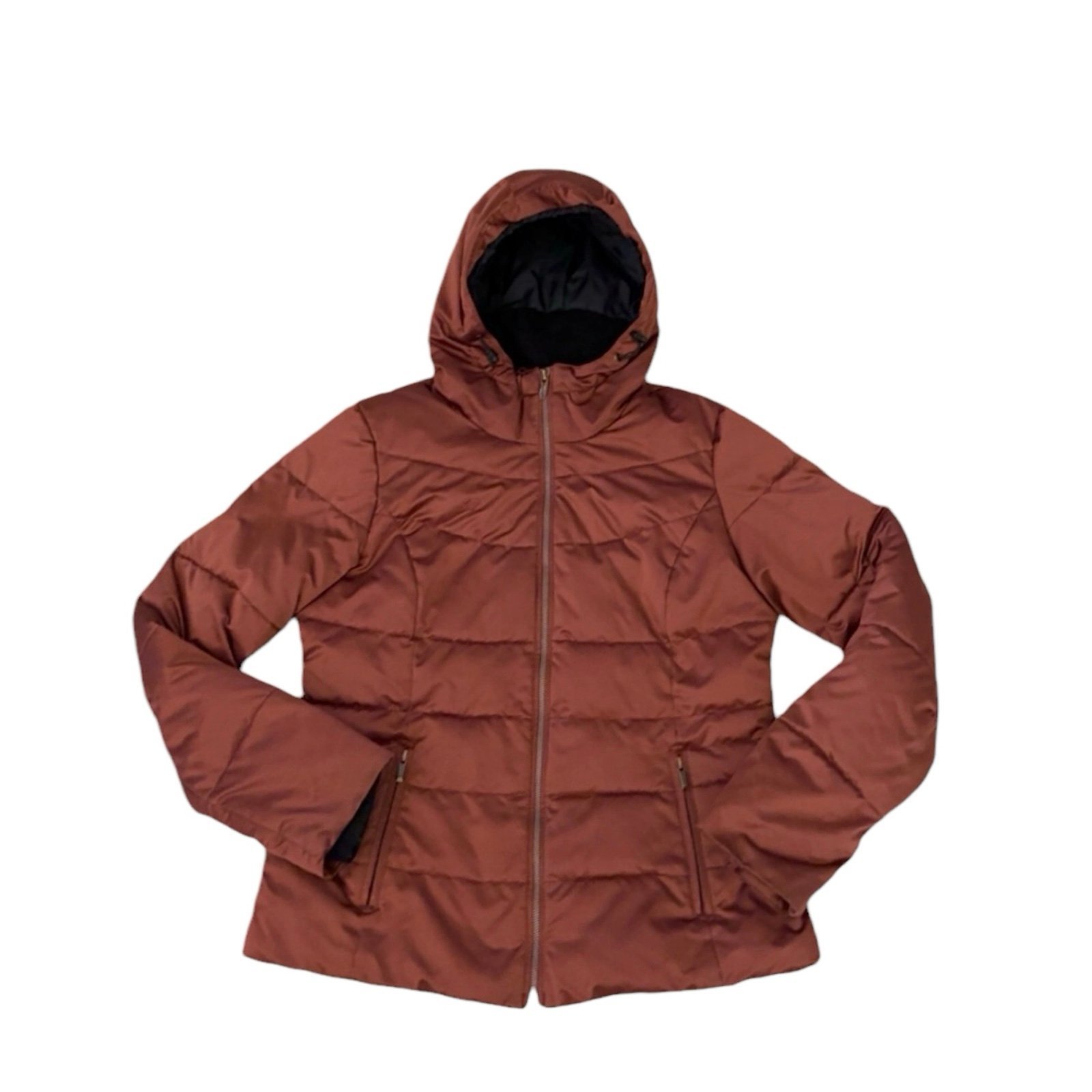 Obermeyer Bombshell Orange Rust Colored Hooded Ski Jacket Size 10
