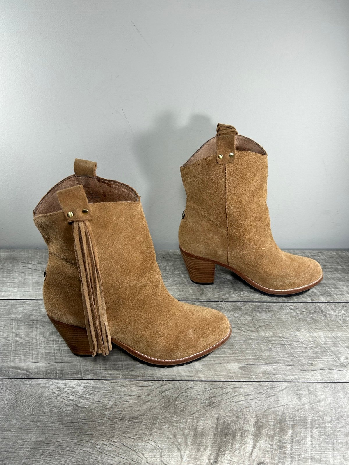 Australia Luxe Collective Women’s Brown Suede Heeled Booties Boots Size 8