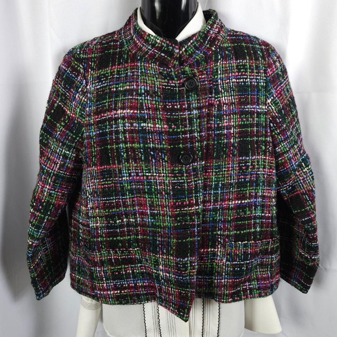 Talbots Womens 14P Multicolor Wool Acrylic Blend Blazer Jacket