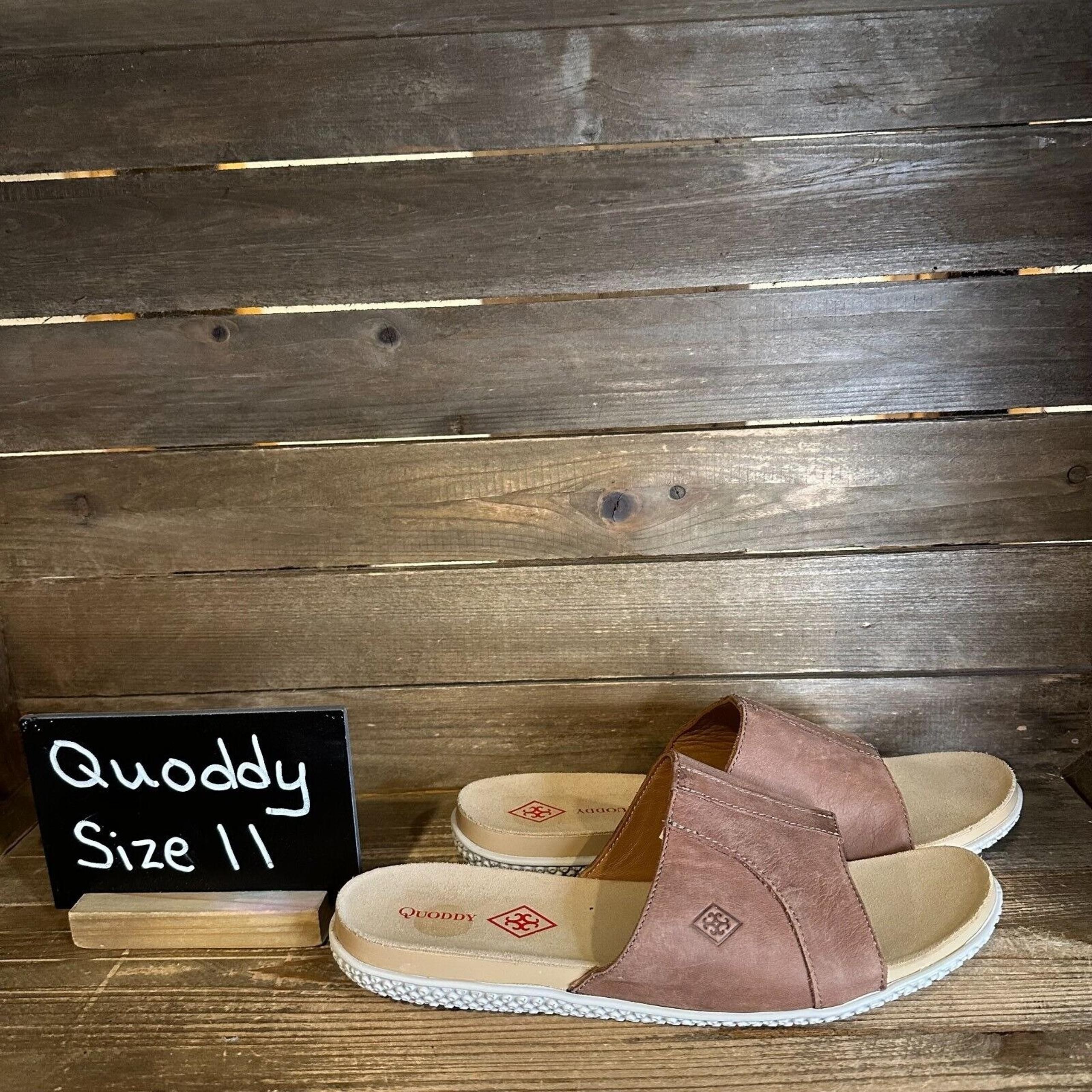New Womens Quoddy Nina Brown Leather Comfort Casual Slides Sandals Size 11 M