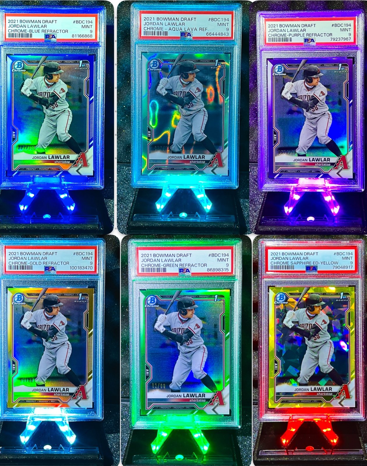 JORDAN LAWLAR Rookie Card 2021 1st Bowman Chrome GOLD /50 GREEN /99 PSA + …