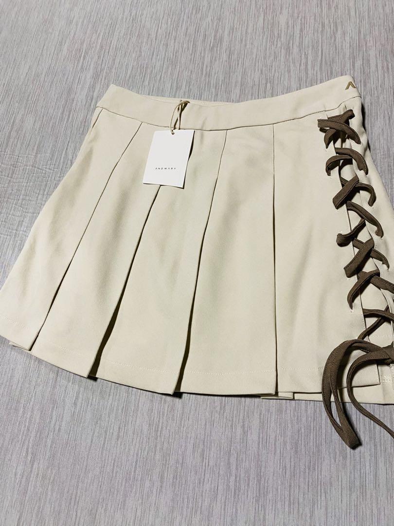Andmary Sonia Lace Up Mini Skirt Ivory S