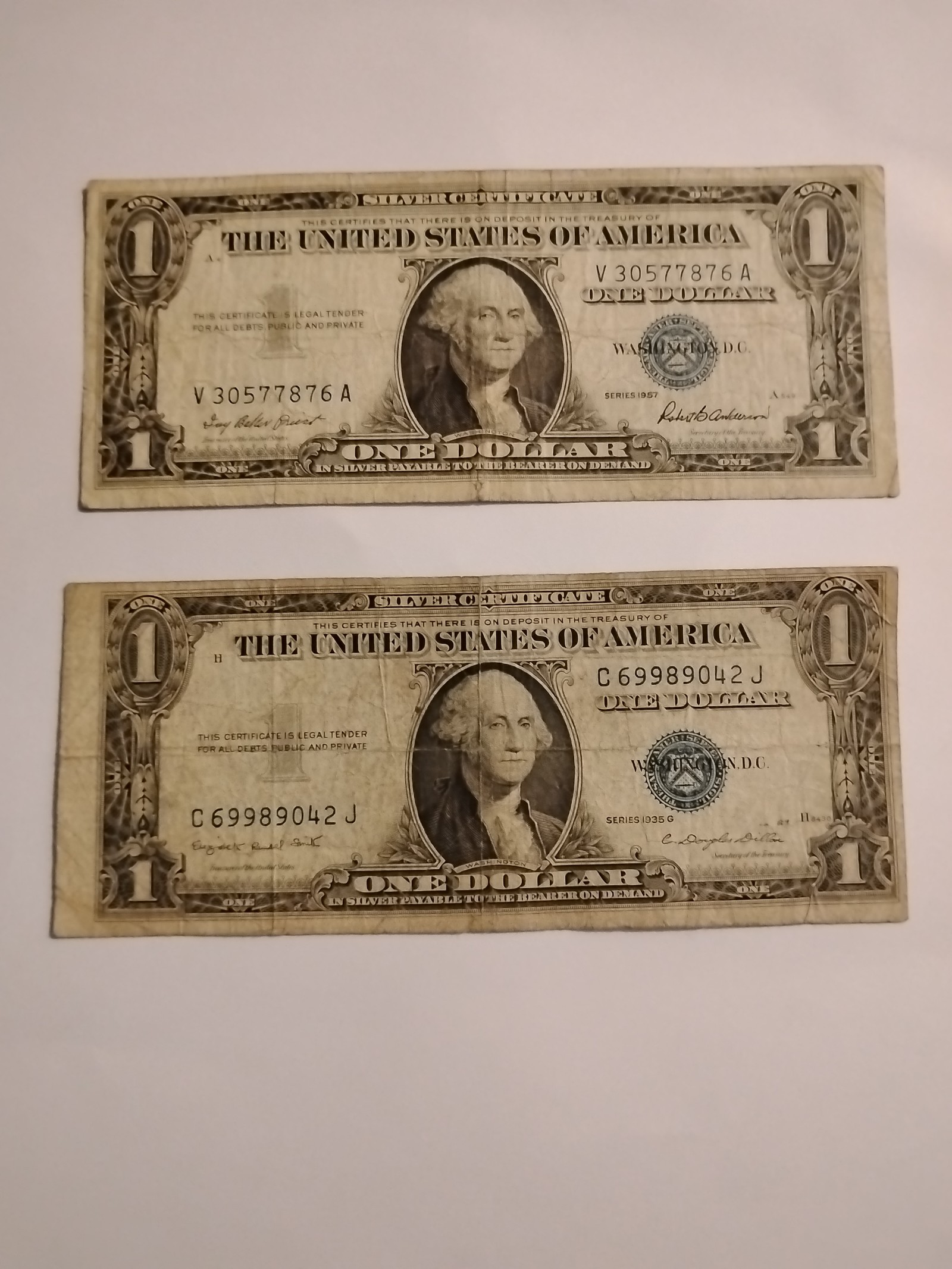 1935 g series silver certificate error bill