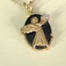 10k SOLID YELLOW GOLD ONYX AND GENUINE DIAMOND ANGEL PENDANT NECKLACE