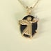 10k SOLID YELLOW GOLD ONYX AND GENUINE DIAMOND ANGEL PENDANT NECKLACE