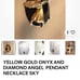 10k SOLID YELLOW GOLD ONYX AND GENUINE DIAMOND ANGEL PENDANT NECKLACE