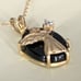 10k SOLID YELLOW GOLD ONYX AND GENUINE DIAMOND ANGEL PENDANT NECKLACE