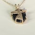 10k SOLID YELLOW GOLD ONYX AND GENUINE DIAMOND ANGEL PENDANT NECKLACE