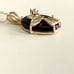 10k SOLID YELLOW GOLD ONYX AND GENUINE DIAMOND ANGEL PENDANT NECKLACE