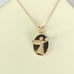 10k SOLID YELLOW GOLD ONYX AND GENUINE DIAMOND ANGEL PENDANT NECKLACE