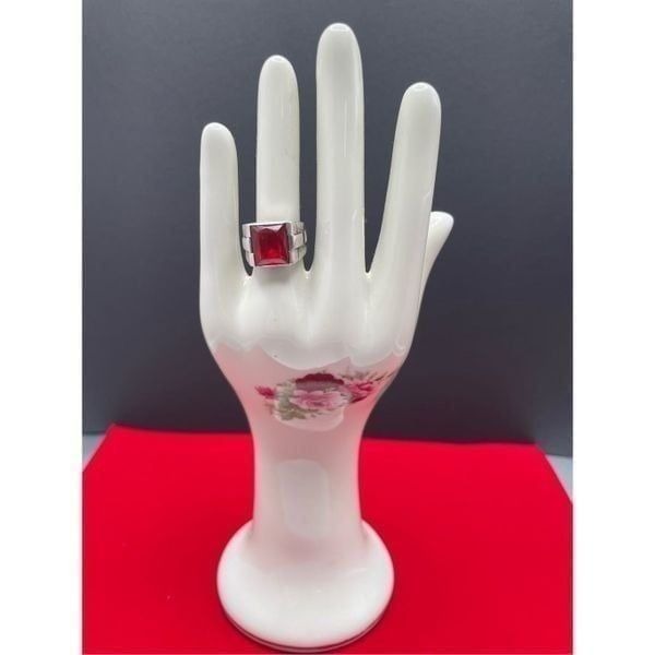 Vargas Vintage Sterling Silver Synthetic Ruby Ring Size 4.5 Unisex