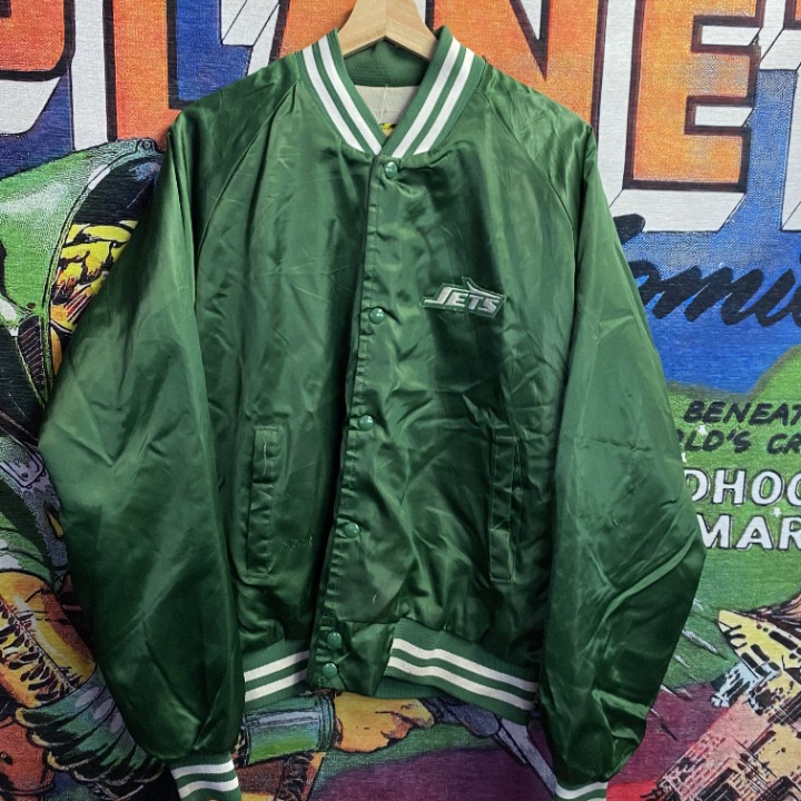 Vintage 90s NFL New Jersey Jets Satin Bomber Jacket size Medium