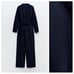 NWT. Zara Navy Blue Golden Button Relaxed Fit Jumpsuit. Size XS.