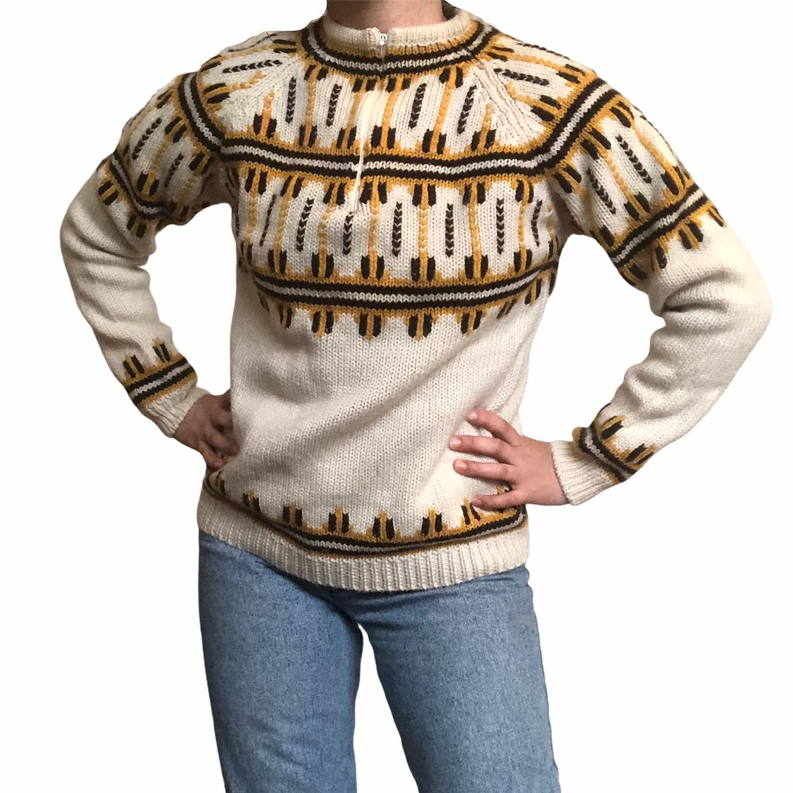 Vintage Fair Isle Quarter Zip Sweater