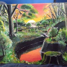 ❤️ ACRYLIC PAINTING- A CREEK'S SUNSET ❤️ ESTATE STORAGE LOCKER FIND!!