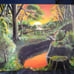 ❤️ ACRYLIC PAINTING- A CREEK'S SUNSET ❤️ ESTATE STORAGE LOCKER FIND!!