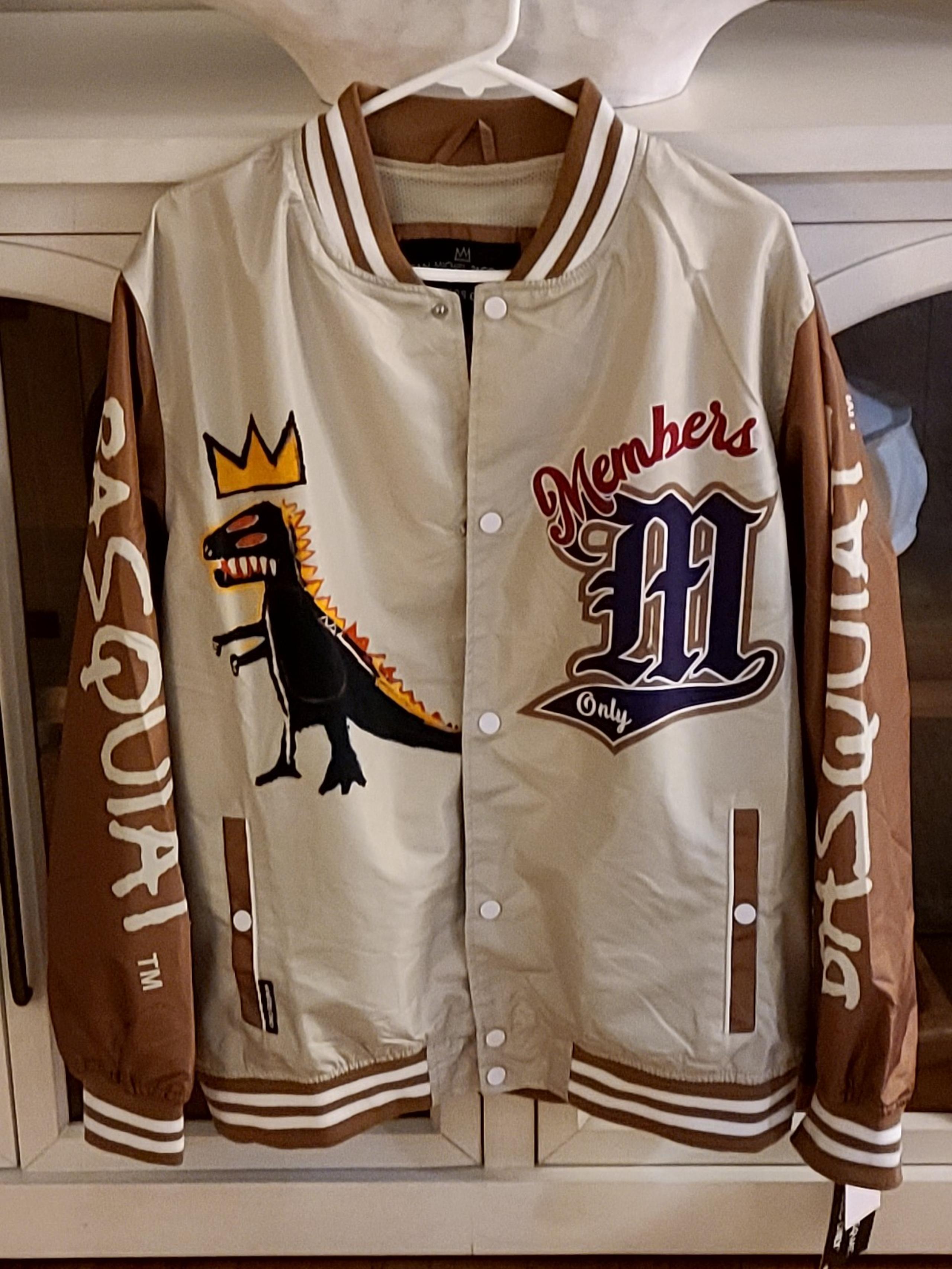 Jean Michel Basquiat X Members Only Mona Lisa Large Varsity Bomber Mens Jacket