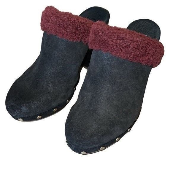 UGG Australia Adele Womens Suede Clog Heel Platform Style# 1006024 Black Size 8