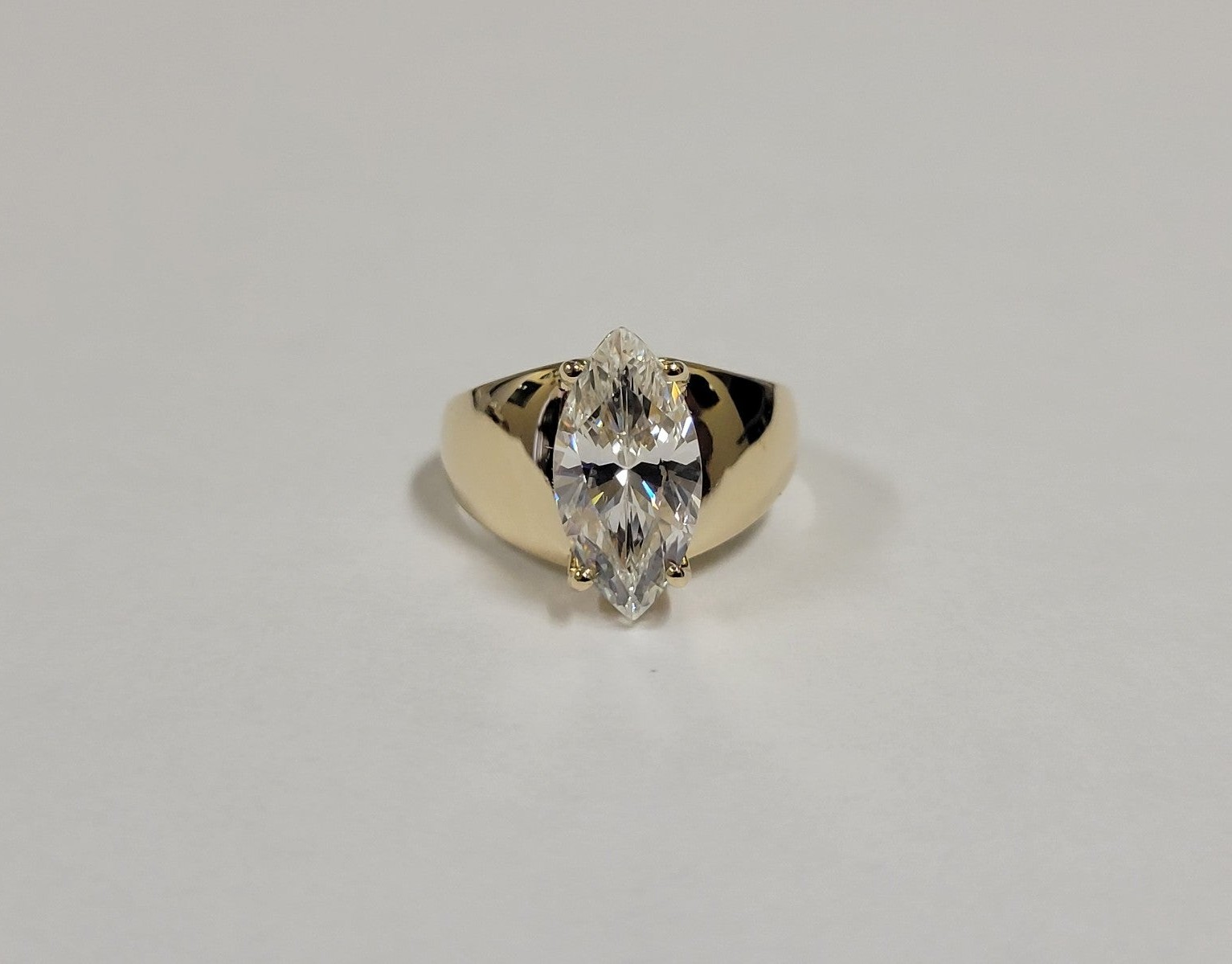 14k Yellow Gold Marquise Cubic Zirconia Ladies Ring 6.25