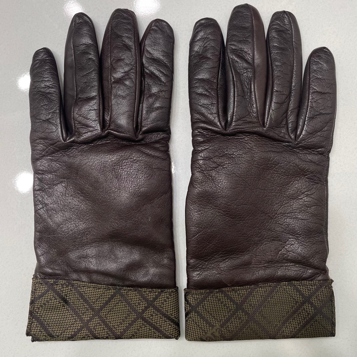 MaxMara Leather/Wool Plaid Gloves