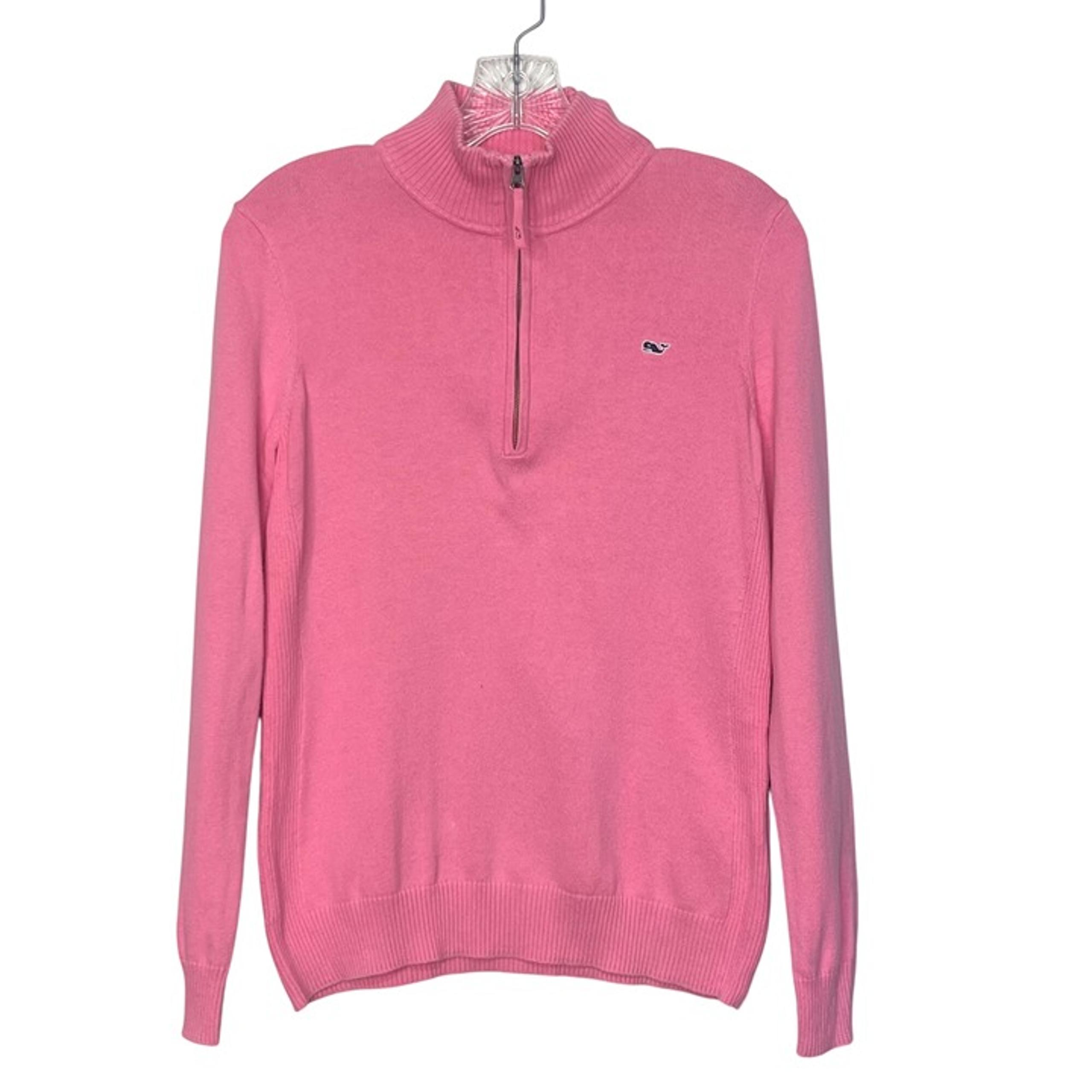 Vineyard Vines Womens Quarter-Zip Sweater Soft Cotton Pink Size Small