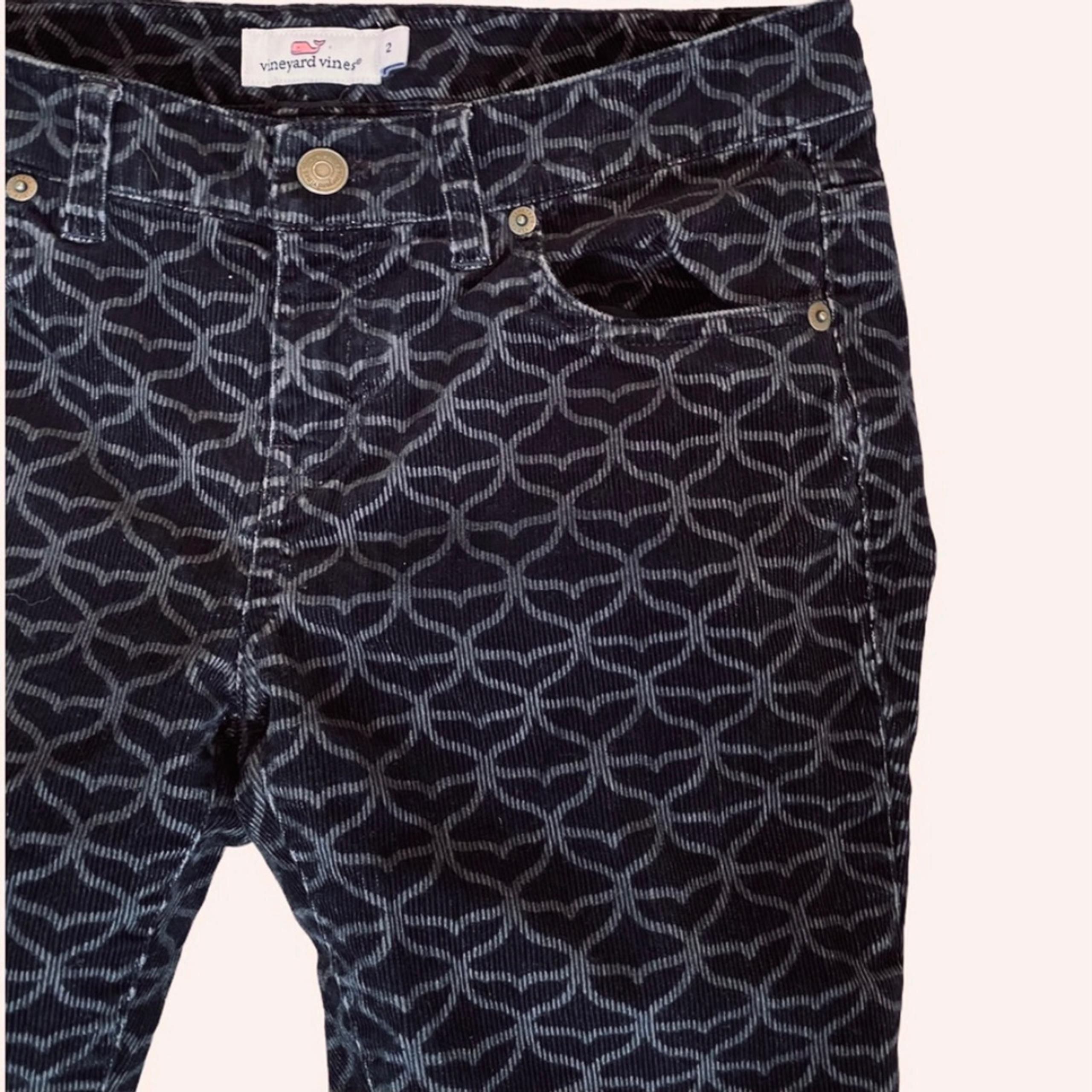 Vineyard Vines Whale Tail Corduroy Pants Skinny Leg Gray Black 2 Low Rise