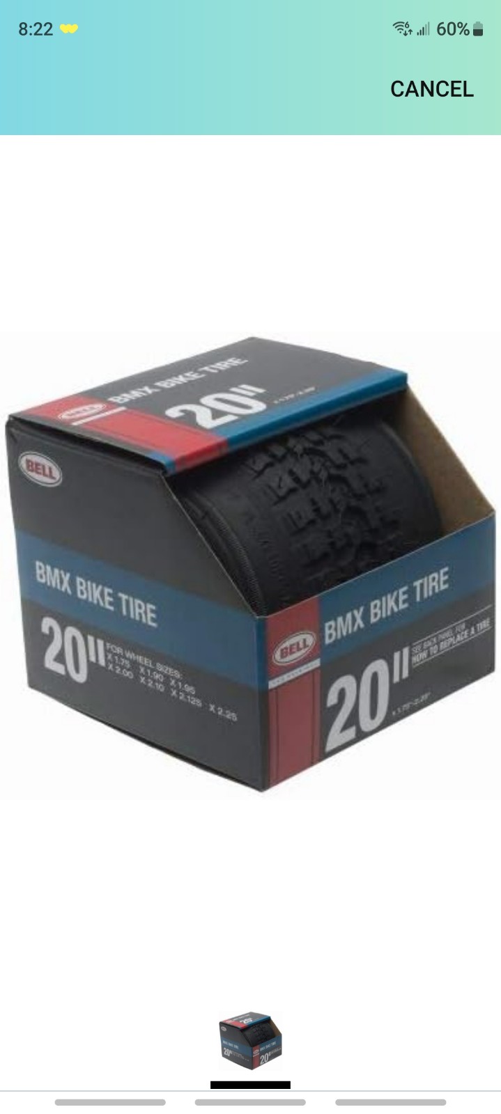 20-Inch Black BMX Bike Tire