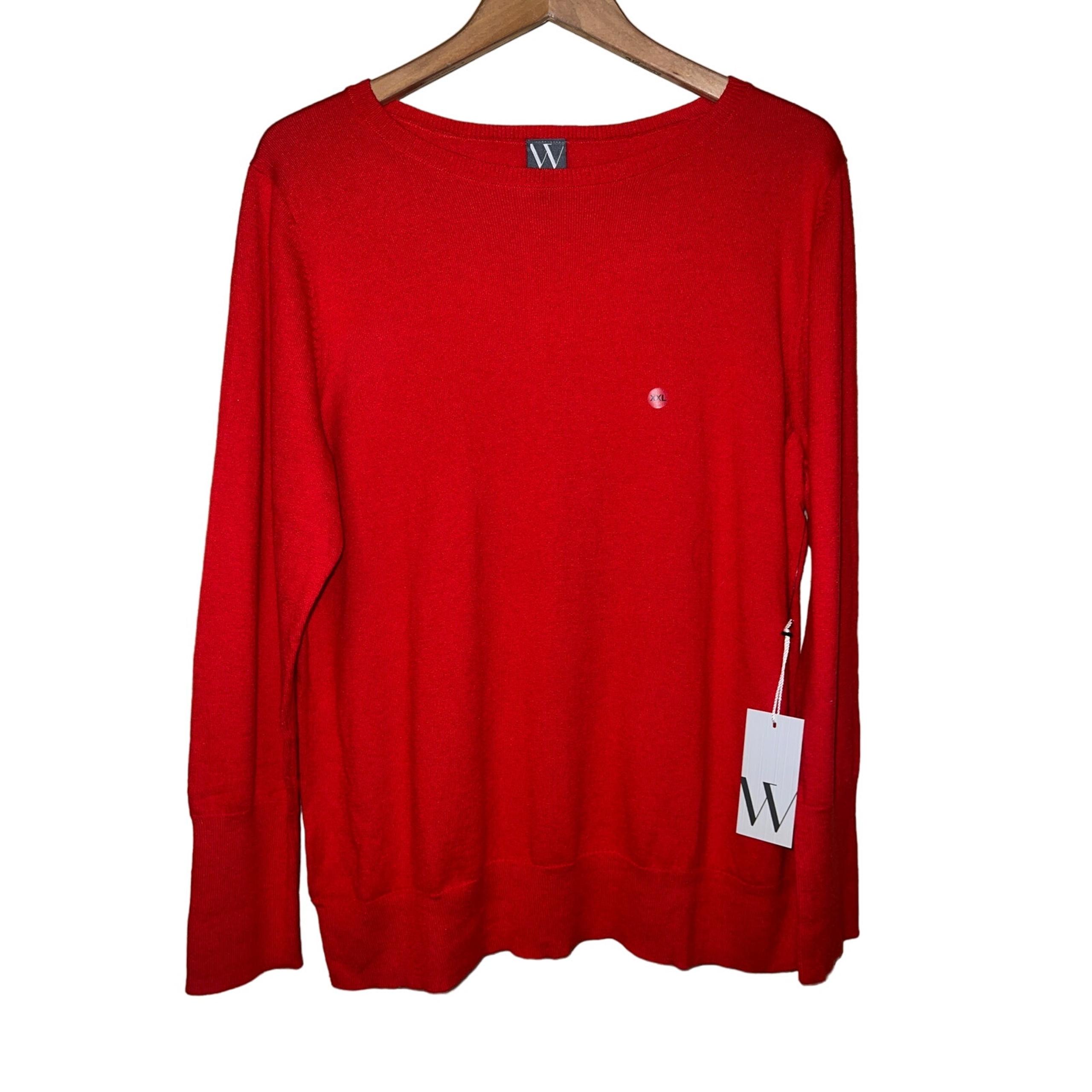 Worthington Sweater Womens XXL 16 18 Red Crewneck Lightweight Thin Christmas New