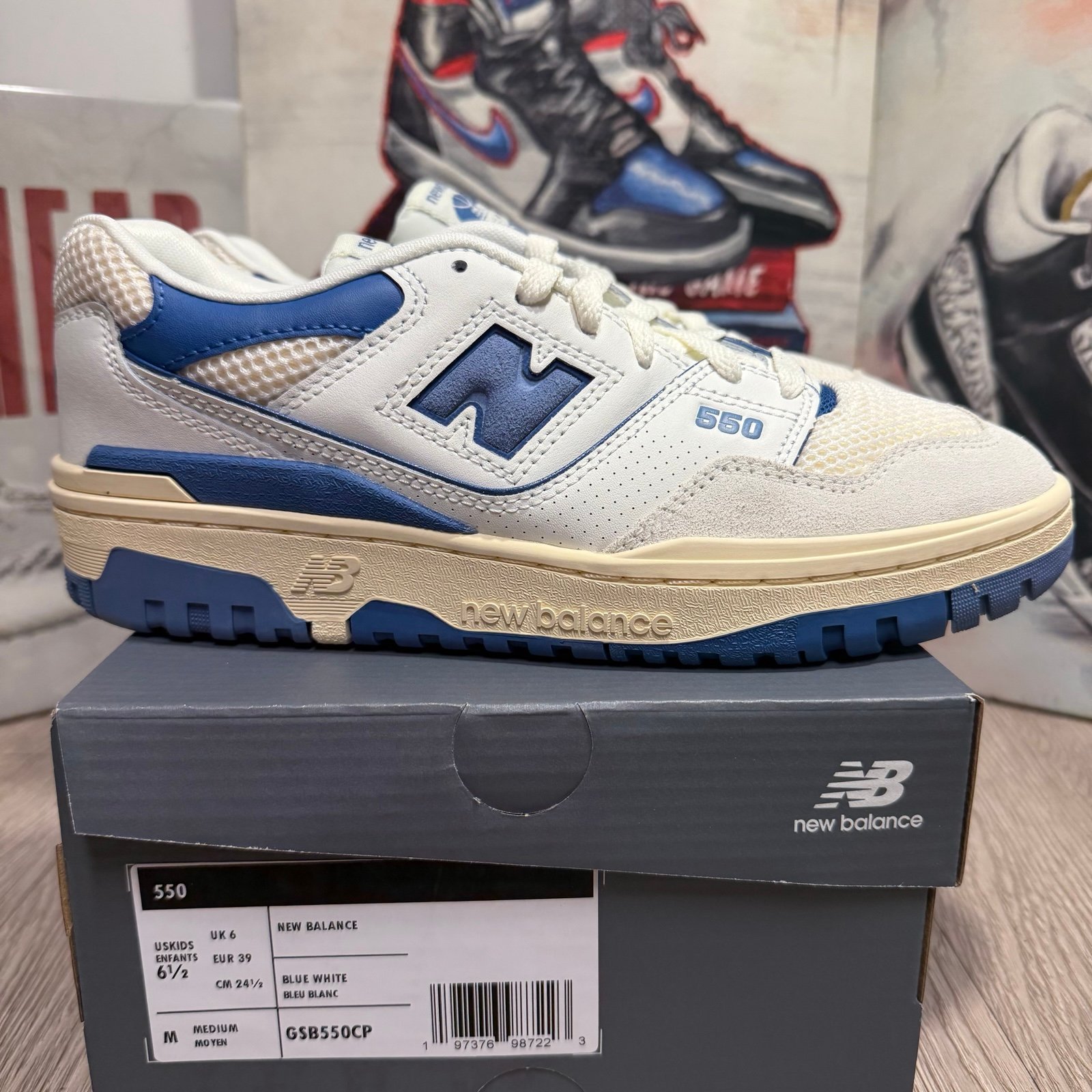 New Balance 550 Heron Blue Sea Salt Casual Sneaker (GS) 6.5Y/8W