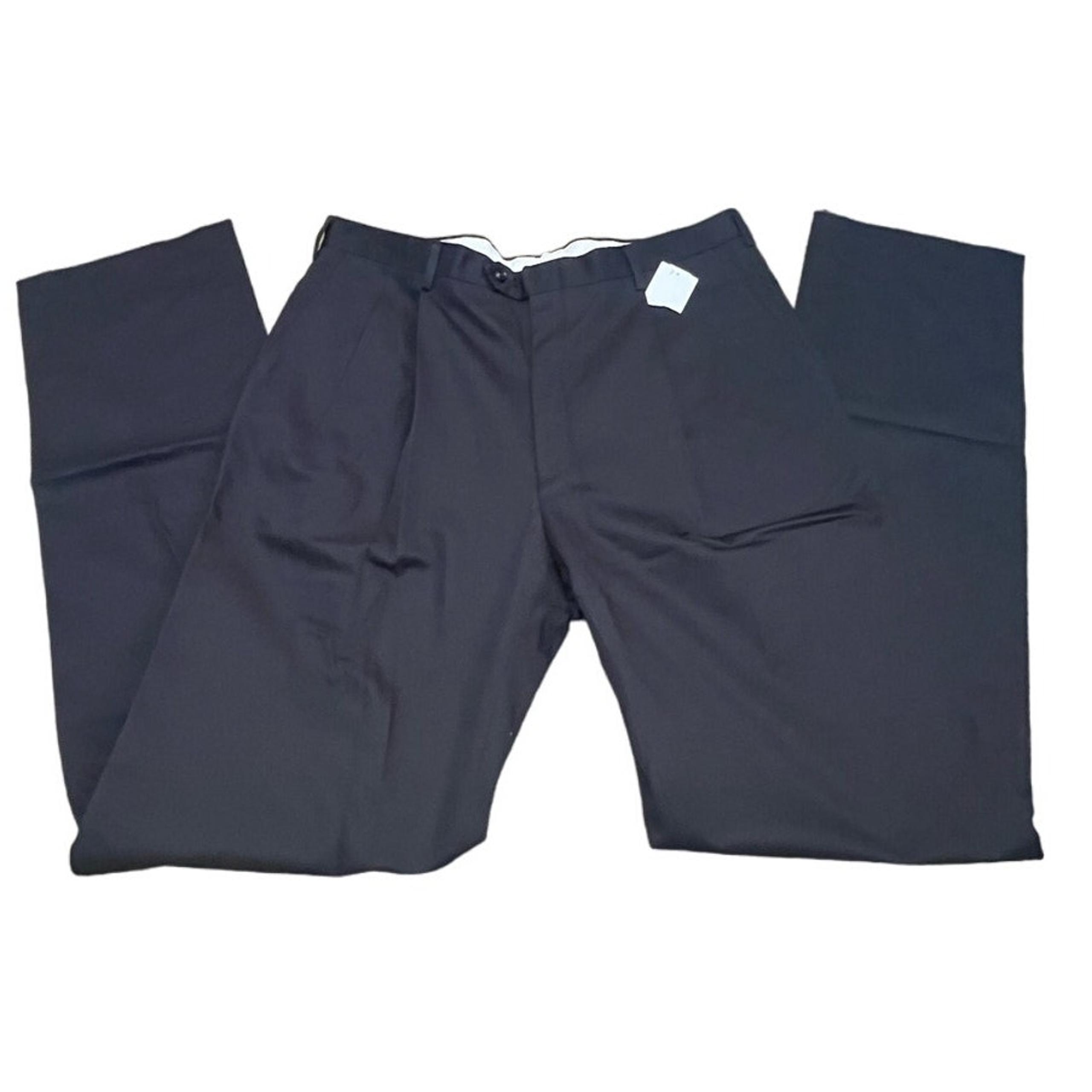 Berle Men's Black Pleated Classic Fit Cotton Dress Khaki Pants Unhemmed 40 NWT