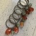 Set Of 6 Rustic Silver Napkin Rings With Carnelian Agate & Sea Glass