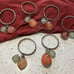 Set Of 6 Rustic Silver Napkin Rings With Carnelian Agate & Sea Glass