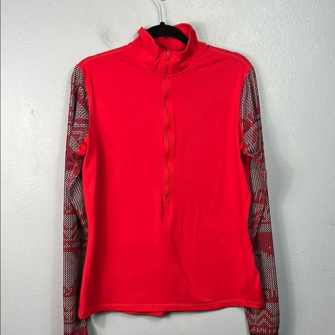 Nike Pro Dri-Fit Hyperwarm Red Nordic Print Sleeve Half Zip Pullover XL
