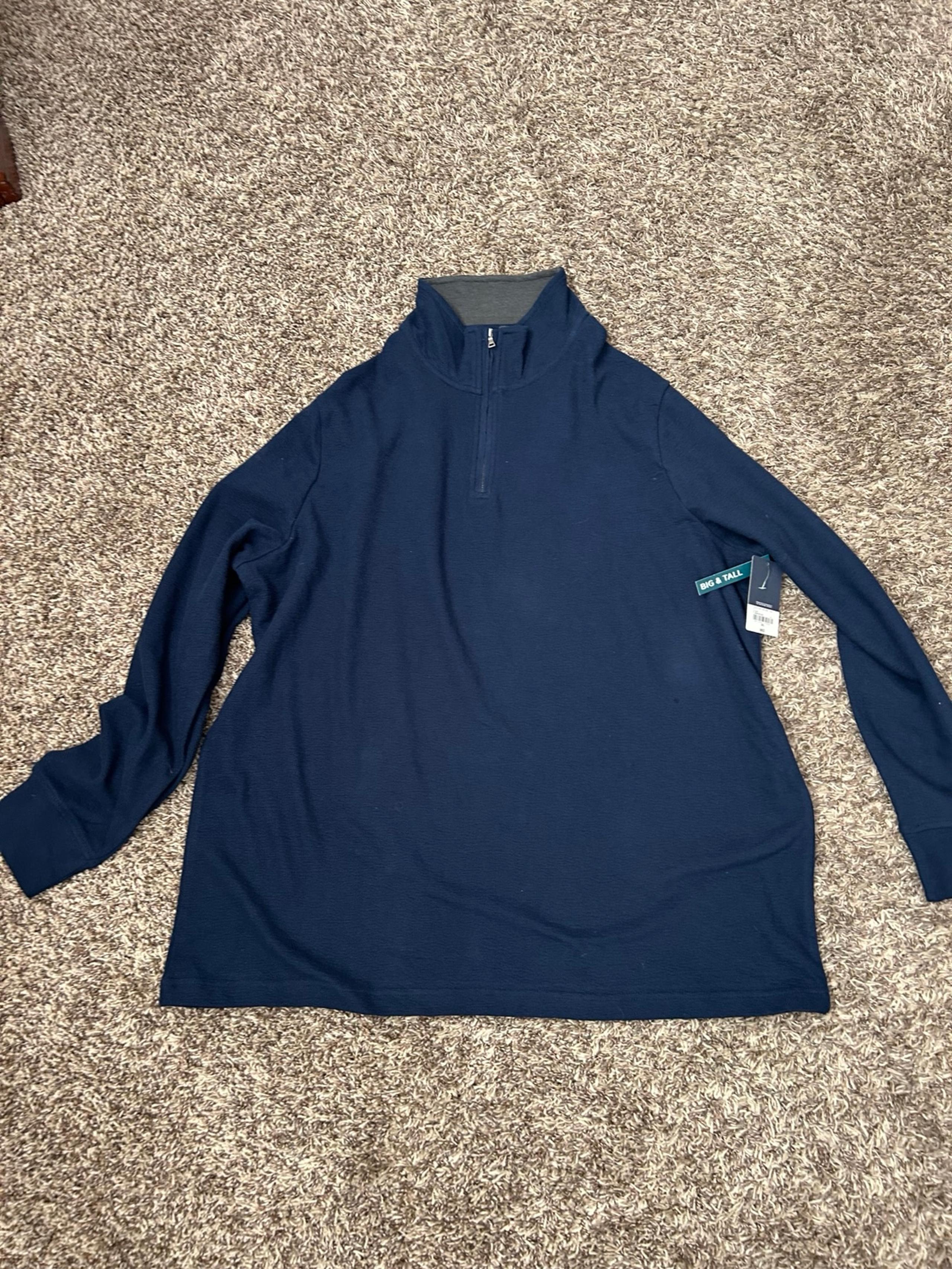 NWT St. John Bay Navy Blue Fleece 1/4 Zip Up Long Sleeve Men’s 2XL MSRP $60