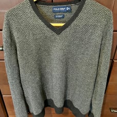 MENS CHARCOAL GRAY POLO GOLF RALPH LAUREN V-NECK CASHMERE WOOL BLEND SWEATER(XL)