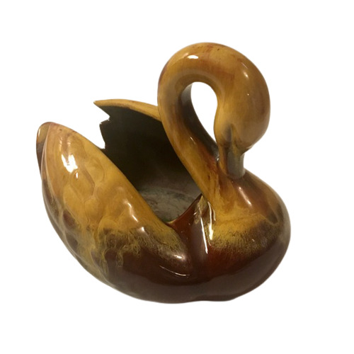 Blue Mountain Pottery Swan Planter BMP Canada Vintage 70s Brown Gold Harvest