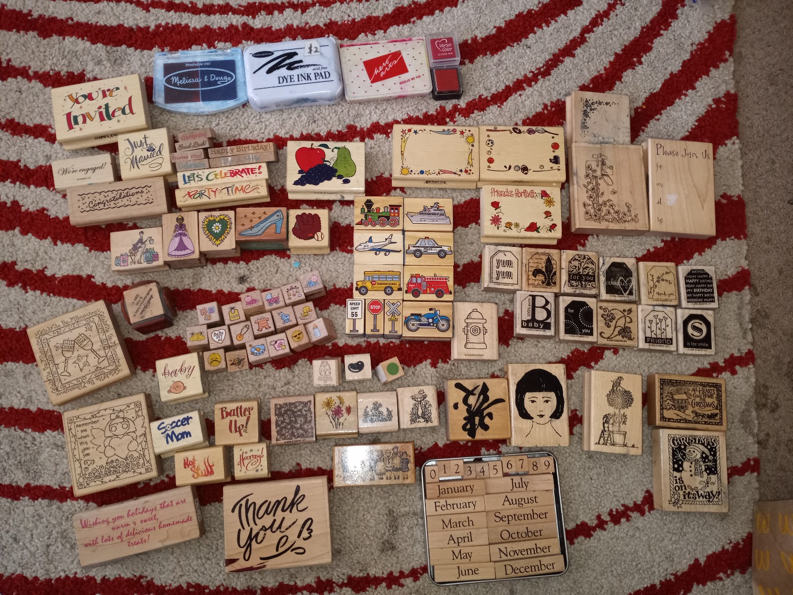 Big lot of rubber stamps
