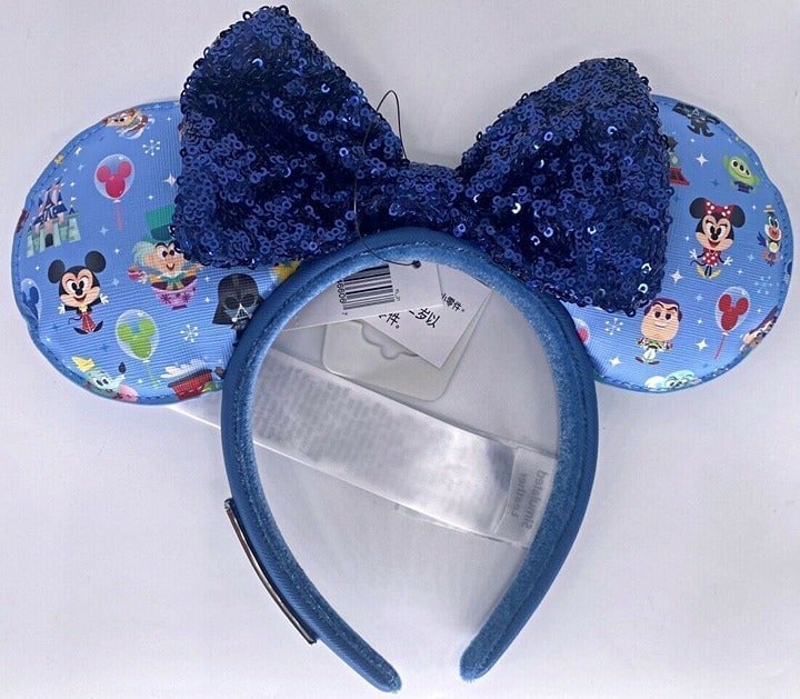 NEW DISNEY PARKS CHIBI MAGIC KINGDOM CHARACTERS LOUNGEFLY MICKEY EARS HEADBAND