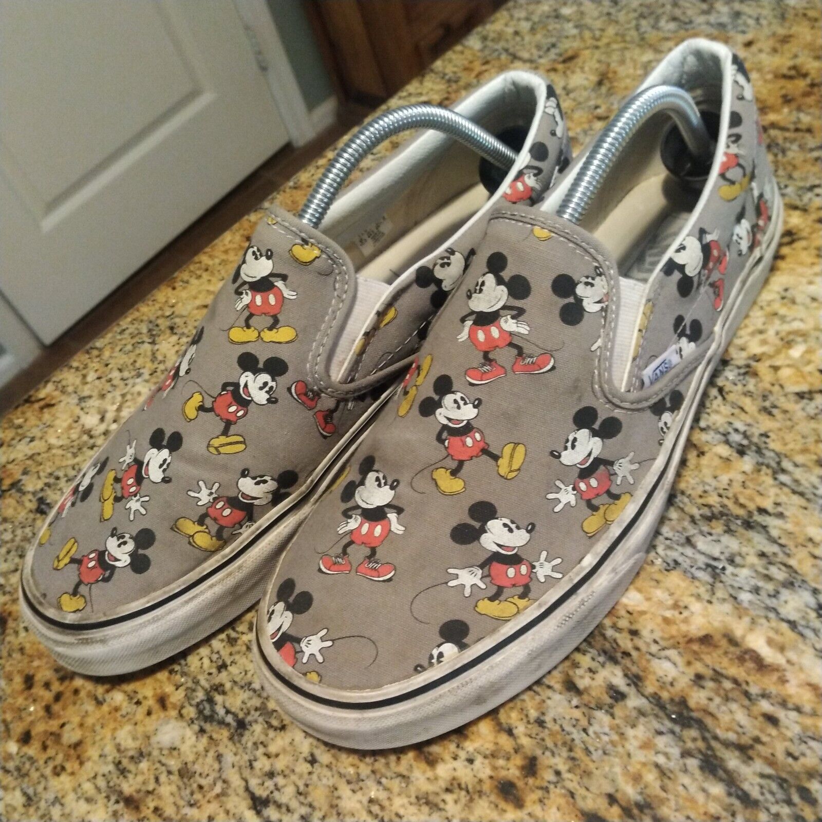Vans X Disney Mickey Mouse Low Gray White Slip On Shoes Sneakers Mens Size 11