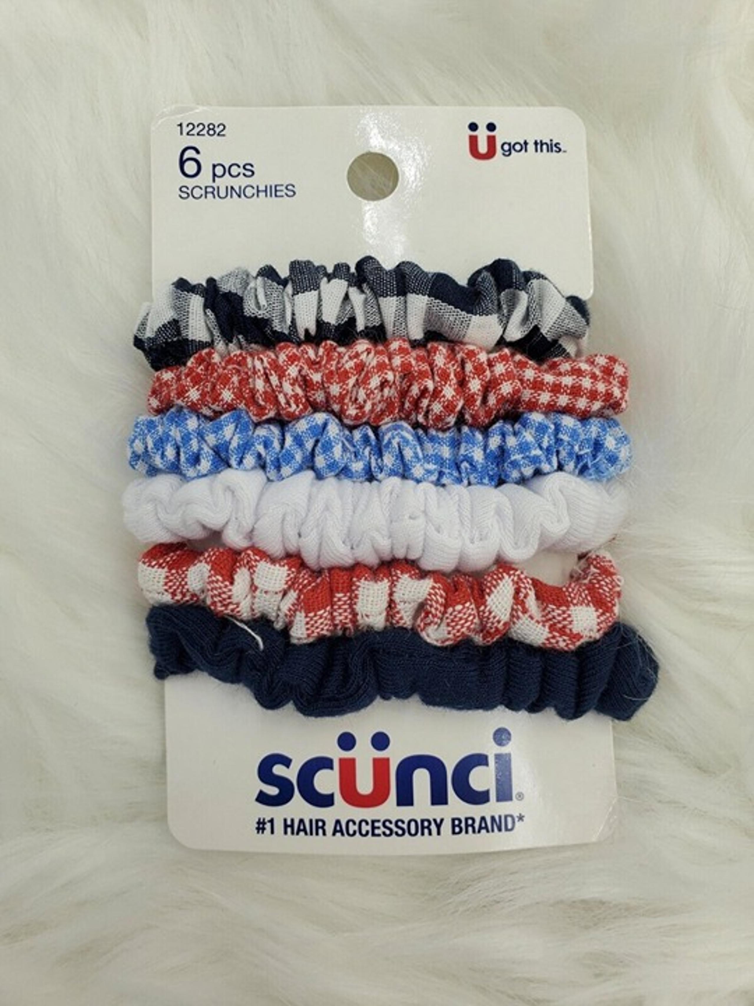 6-Pack American Red, White and Blue Hair Scrunchies, 12282 - Scunci