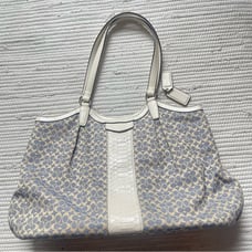 NEW COACH SIGNATURE JACQUARD SHOULDER BAG CHAMBRAY BLUE ALLIGATOR STRIPE F27734