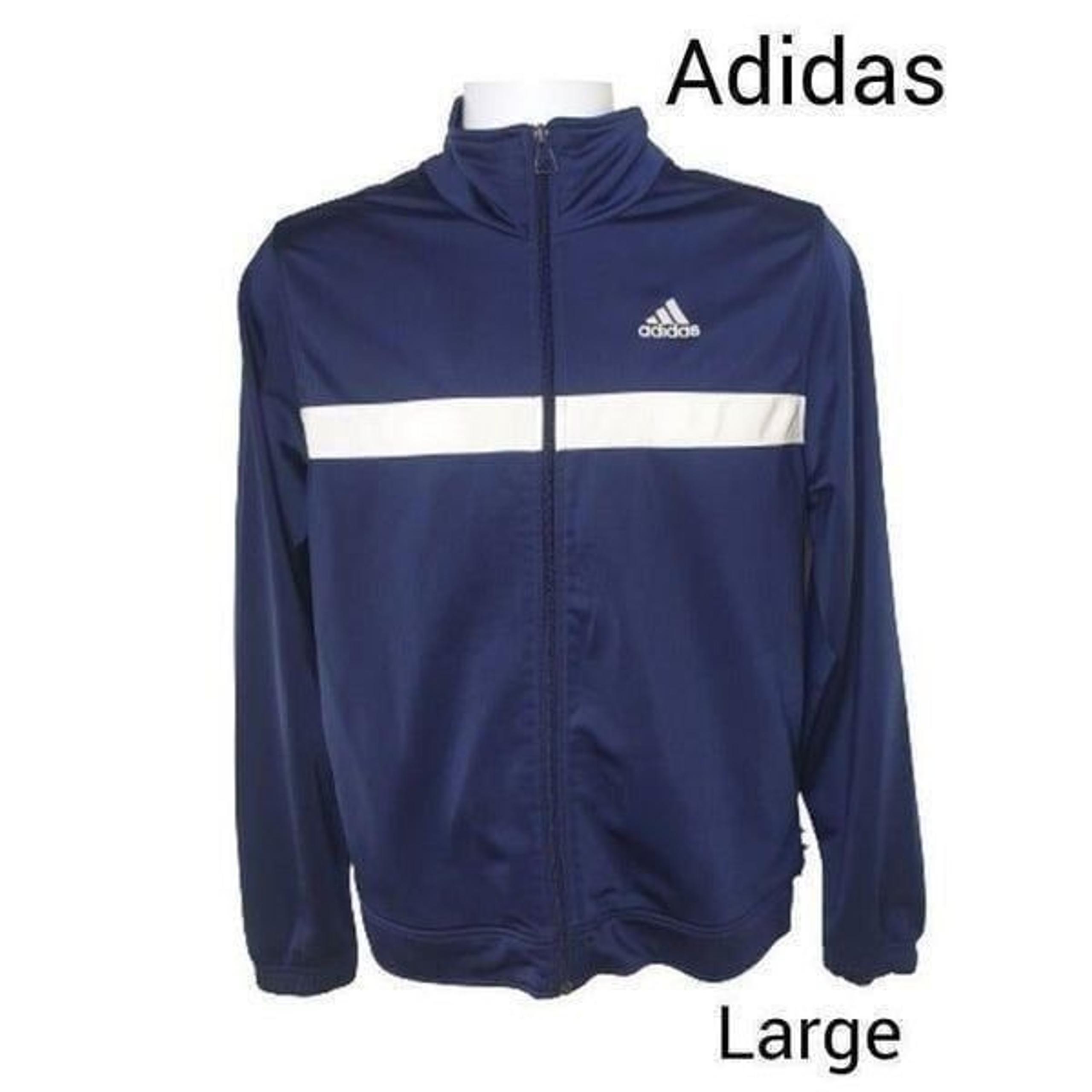 Adidas Adult Jacket Large Blue White Athletic Sports Vintage Jacket
