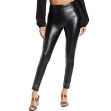 1. STATE Solid Black Faux-Leather High-Rise Ankle Length Women's Leggings Medium