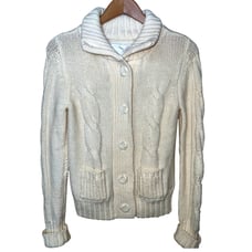 Vintage Y2K American Eagle Cardigan Sweater Womens Medium Cable Knit Fisherman