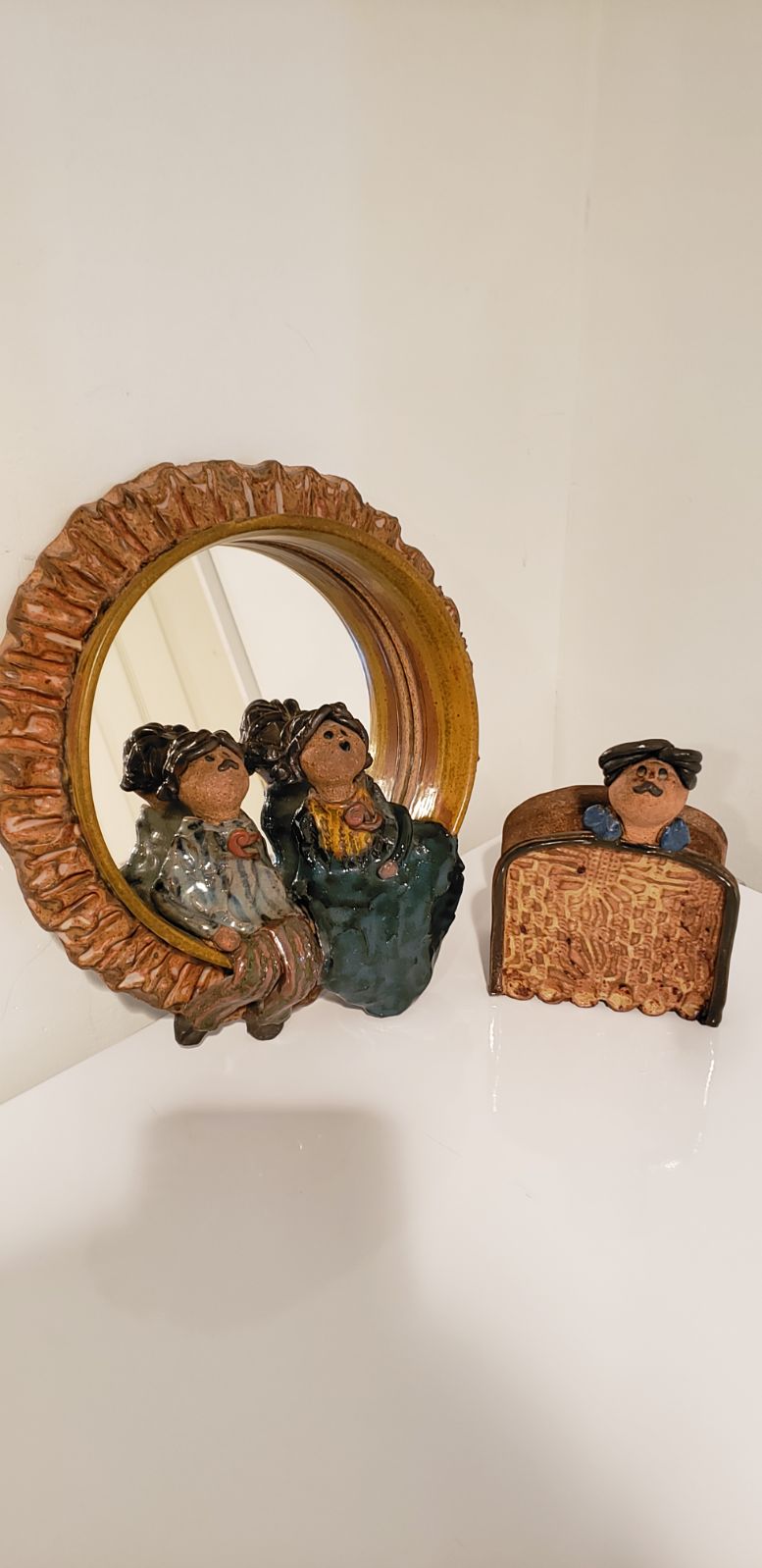 RARE, VINTAGE MIRROR AND NAPKIN HOLDER
