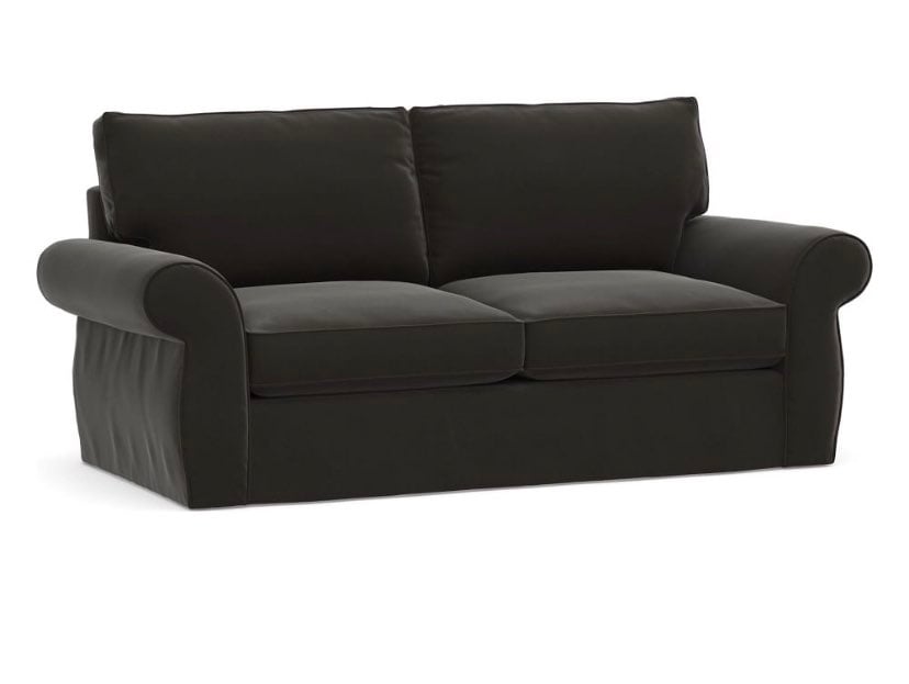 Pottery Barn Pearce Roll Arm Sofa Slipcover Performance Everyday Velvet™ Smoke