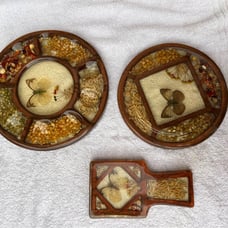 Vintage Lucite Butterfly & Seeds/Grain Trivet Set Spoon Holder 1970s Kitchen