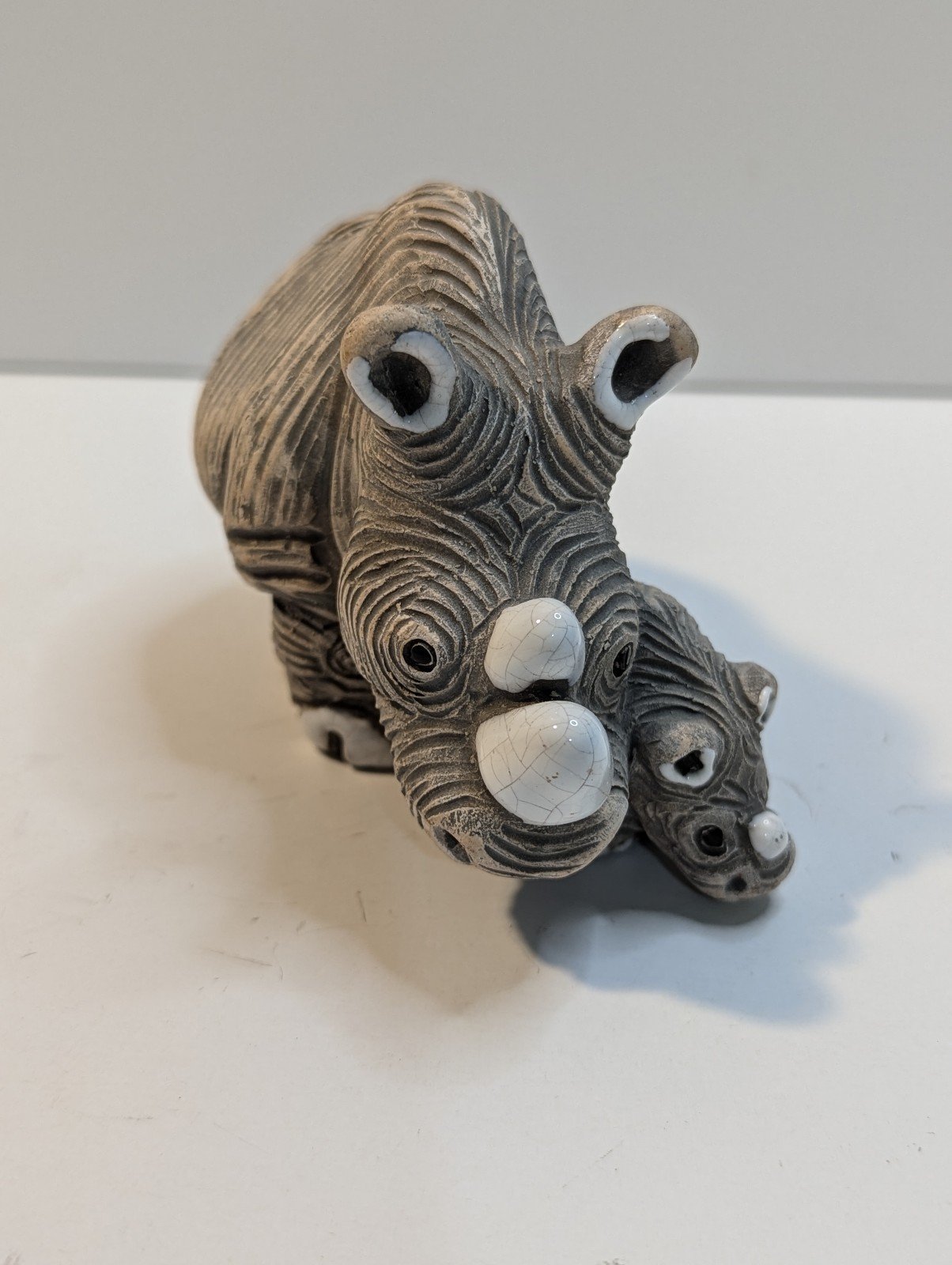 Rhino mother and calf figure